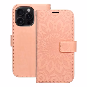 MEZZO knygos dėklas IPHONE 16 Pro mandala persikų pūkas