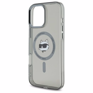 Karl Lagerfeld IML Metalinis Choupette Head Magnetinis dėklas telefonui iPhone 16 Pro - juodas