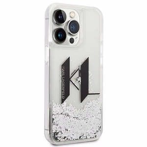 Karl Lagerfeld Liquid Glitter Big KL dėklas telefonui iPhone 14 Pro - sidabrinis