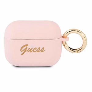 Guess GUAPSSSI AirPods Pro dėklas rožinė/rožinė Silikonas Vintage Script