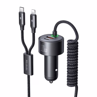 Mcdodo CC-0370 automobilinis įkroviklis, USB-C, Lightning, 120W, su įtraukiamais kabeliais