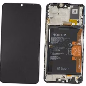 Originalus Huawei Honor X7a LCD ekrano ir jutiklinio skydelio modulis su rėmeliu ir akumuliatoriumi, juodas (gamintojo serviso pakuotė)