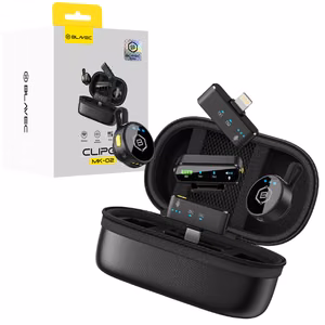 Blavec Lavalier Microphones x 2 MK-02 ClipGo Combo: Type C, Lightning, BT (LMMK02-B) black