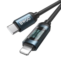 BWOO usb-c Lightning kabelis 1m 27W su LED ekranu, pintas, juodas