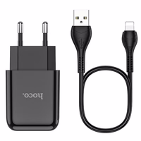 Įkroviklis Hoco USB A 2A 10W + Kabelis USB A į Lightning N2 juodas