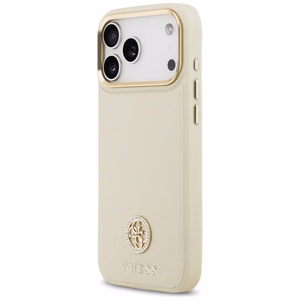 Guess Grained Strass Logo MagSafe dėklas iPhone 17 Pro Max - smėlinis (m)