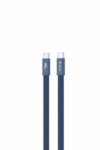 Devia Ultra3 USB-C PD 240W metalinis pintas plokščias greito įkrovimo laidas 1,5 m mėlynas