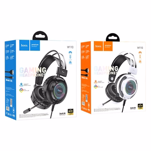 Проводные игровые наушники USB A + Jack 3,5 mm Hoco 2 m W110 черные