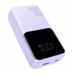 Mini išorinė baterija Joyroom JR-PBC07 20000mAh 30W su USB-C ir Lightning laidais (violetinė)