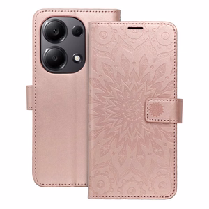 MEZZO knygos dėklas XIAOMI Redmi Note 13 Pro 4G / POCO M6 Pro 4G mandala rausvas auksas