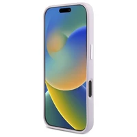 DKNY skystos silikoninės medžiagos dėklas telefonui su mažu metaliniu logotipu magnetinis iPhone 16 Pro - rožinis