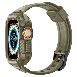 Spigen Rugged Armor Pro - Dirželis su dėklu, skirtas Apple Watch Ultra 49 mm (Vintage Khaki)