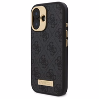 Guess 4G Logotipas Magnetinis dėklas telefonui iPhone 16 Plus - juodas