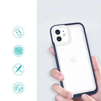 Skaidrus 3in1 dėklas iPhone 12 mėlyno rėmo gelio dangteliu