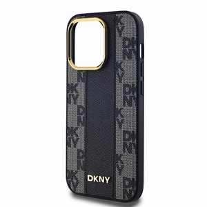 DKNY Odinis langeliais raštuotas magnetinis dėklas iPhone 14 Pro - juodas