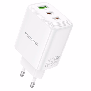 Borofone sieninis įkroviklis BN32 Cargador GaN - USB + 2xType C - QC 3.0 PD 65W baltas