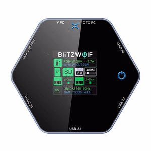 "Blitzwolf 8in1" prijungimo stotelė BW-TH16 USB 100W LCD išmanusis ekranas