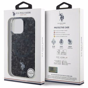 US Polo IML Ring MagSafe dėklas iPhone 16 Pro - Juodas