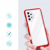 Skaidrus 3in1 dėklas Samsung Galaxy A32 5G rėmelio gelinis dangtelis raudonas