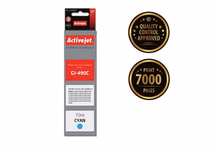 Activejet AC-G490C – žydro rašalo buteliukas, pakeičia Canon GI-490C, 70 ml, Supreme, 7000 puslapių