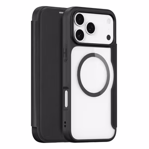Dux Ducis Skin X Pro dėklas iPhone 17 Pro Max su pinigine, suderinamas su MagSafe - juodas