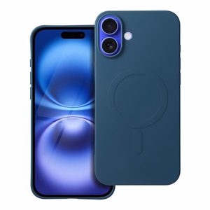 Dėklas Silicone Mag Cover (big hole) (MagSafe) skirtas iPhone 16 Plus mėlynas