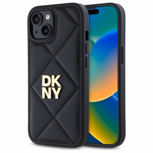 DKNY Quilted Stack Logo dėklas telefonui iPhone 15 - juodas
