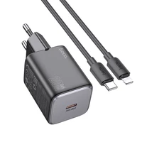 Įkroviklis Hoco USB-C QC PD 20W + kabelis USB-C į Lightning N40 juodas