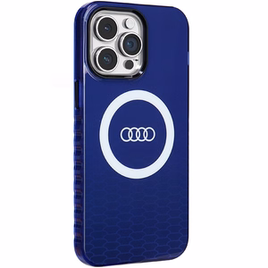 Audi IML Magnetinis dėklas su dideliu logotipu telefonui iPhone 14 Pro Max - mėlynas