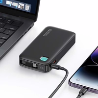 USAMS išorinė baterija su susukamu laidu USB-C Retractable 10000 mAh PD 20W Fast Charge XY Series juodas 10KCD22401(US-CD224)