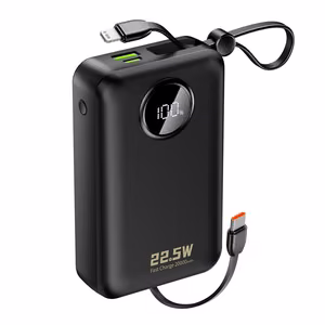Dudao K14+ Powerbank 20000mAh 22.5W USB-C / USB-A / Built-in Lightning and USB-C Cables - Black