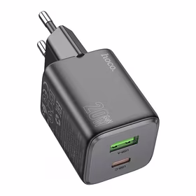 Įkroviklis telefonui Hoco USB A + USB C QC3.0 PD 3A 20W N41 juodas