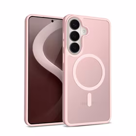Crong Hybrid Matte Magnetic - MagSafe dėklas Samsung Galaxy S26 (rožinis)