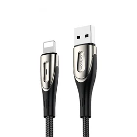 Joyroom Sharp serijos S-M411 USB-A / Lightning 3A kabelis 1.2m su įkrovimo indikacija - juodas