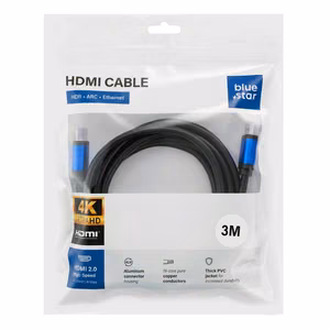 Laidas HDMI 2.0 Blue Star 4K 120Hz - High Speed, HDR, ARC, Ethernet, AWM, 18Gbps 1,5 m juodas