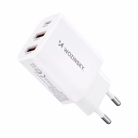 Wozinsky CWCUCW 30W USB-C / 2 x USB-A sieninis įkroviklis - baltas