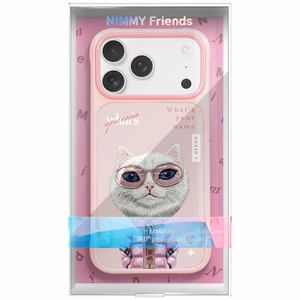 Nimmy Cool&Cute 2.0 Katės dėklas telefonui iPhone 17 Pro - rožinis