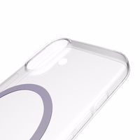 Puro Lite Mag TPU+PC dėklas telefonui, suderinamas su MagSafe, skirtas iPhone 17 – permatomas su rožiniu žiedu