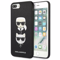Karl Lagerfeld Saffiano Karl&Choupette Galvos dėklas telefonui iPhone 7 Plus / iPhone 8 Plus - juodas