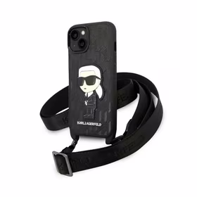 Karl Lagerfeld KLHCP14SSTKMK iPhone 14 6.1" juodas/juodas kietasis dėklas Monograma Ikonik Pleistras