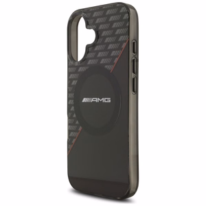 AMG Dvigubo sluoksnio permatomas rombų magnetinis dėklas telefonui iPhone 17 - juodas ir raudonas