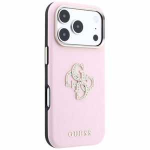 Guess Smooth & Big Strass Logo dėklas iPhone 18 Pro / 17 Pro – rožinis