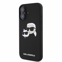 Karl Lagerfeld silikoninis dėklas telefonui Nauble Heads Print Magnetinis iPhone 16 Plus - juodas