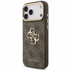 Guess 4G Big 4G Classic Logo Big Strap Metal Buttons dėklas iPhone 17 Pro Max (m) - rudas