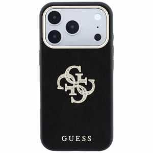 Guess Smooth & Big Strass Logo dėklas iPhone 18 Pro Max / 17 Pro Max – juodas