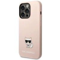 Karl Lagerfeld KLHCP14LSLCTPI iPhone 14 Pro 6.1 "kietas dėklas šviesiai rožinis/šviesiai rožinis Silikoninis Choupette Kūnas