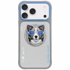 NIMMY dėklas GLASSES COOL DOG suderinamas su MagSafe IPHONE 17 Pro Max pilkas