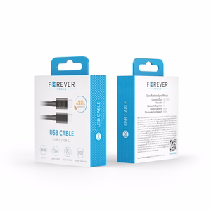 "Forever" kabelis USB-C - USB-C 1,0 m 60W juodas