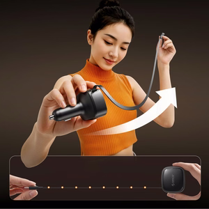 Orico FC-66-1A2C 66W Car Charger with Built-in Retractable USB-C Cable - Black