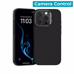 Benks Magnetinis Armor Pro Kevlar dėklas Metalinis rėmas 600D (D065) Iphone 16 Pro juodas (Kameros valdymo mygtukas)